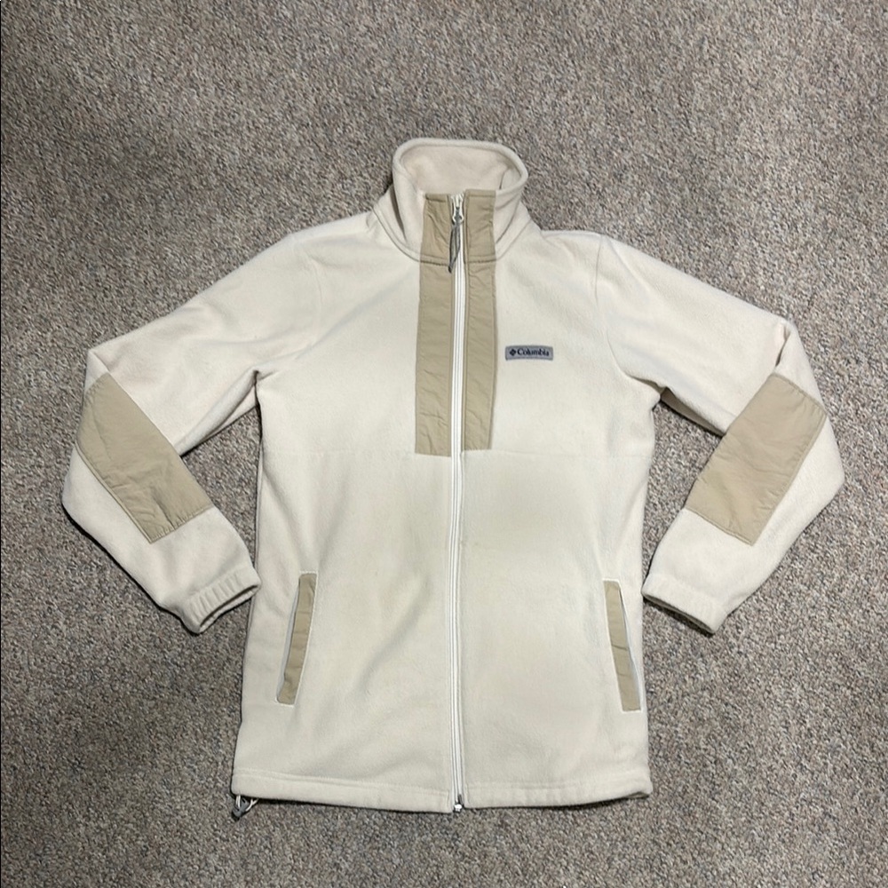 COLUMBIA Cream and Tan Fleece Jacket